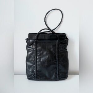 Vintage Falor Black Leather Structured Bag